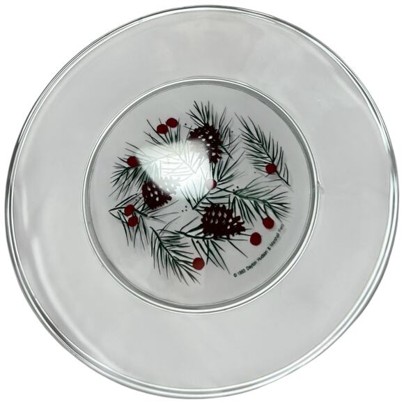 Retro Holiday Pinecone Berry Glass Plate 1993 Festive Winter Decor - Picture 5 of 16